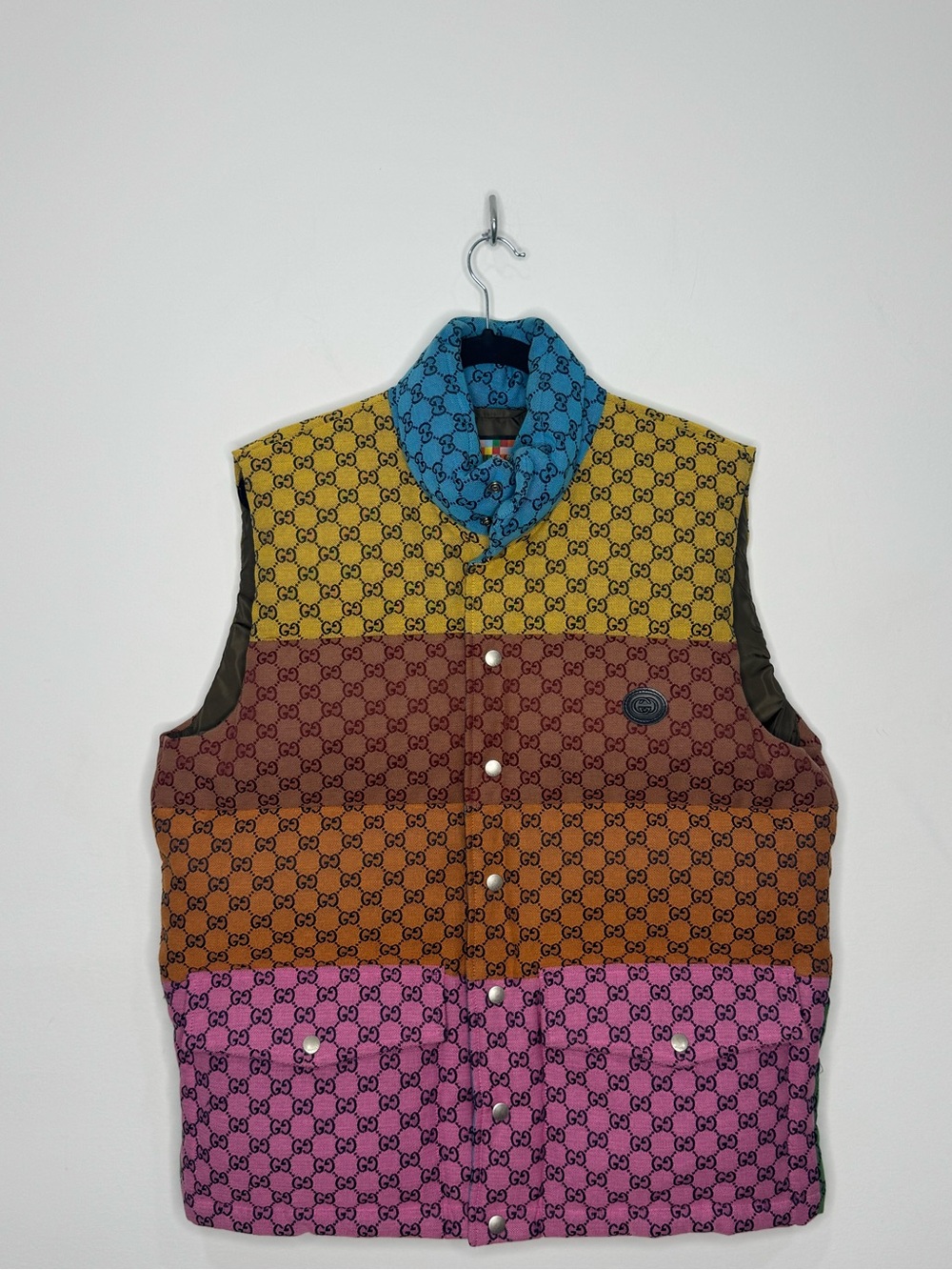Gucci - GG Jacquard Cotton Blend Canvas Down Vest Multicolor Men’s IT 48/US M